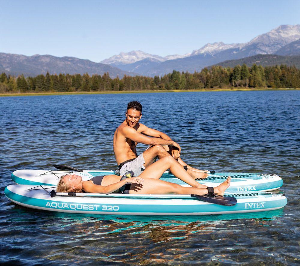 INTEX AquaQuest 320 Inflatable Paddle Board Package - White & Blue image number 10 of 12