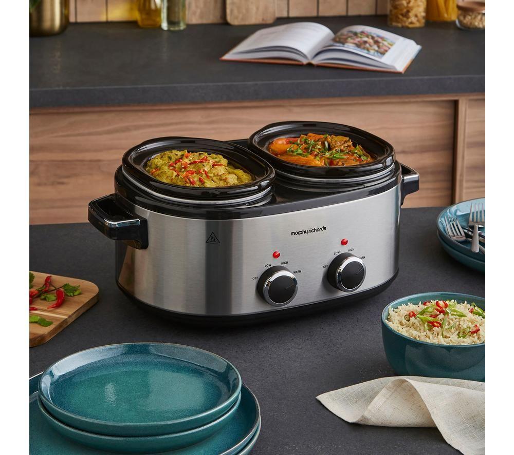 MORPHY RICHARDS DuoServe Slow Cooker - Silver & Black image number 6 of 9
