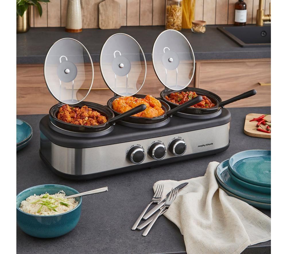 MORPHY RICHARDS TrioServe Slow Cooker - Silver & Black image number 7 of 9