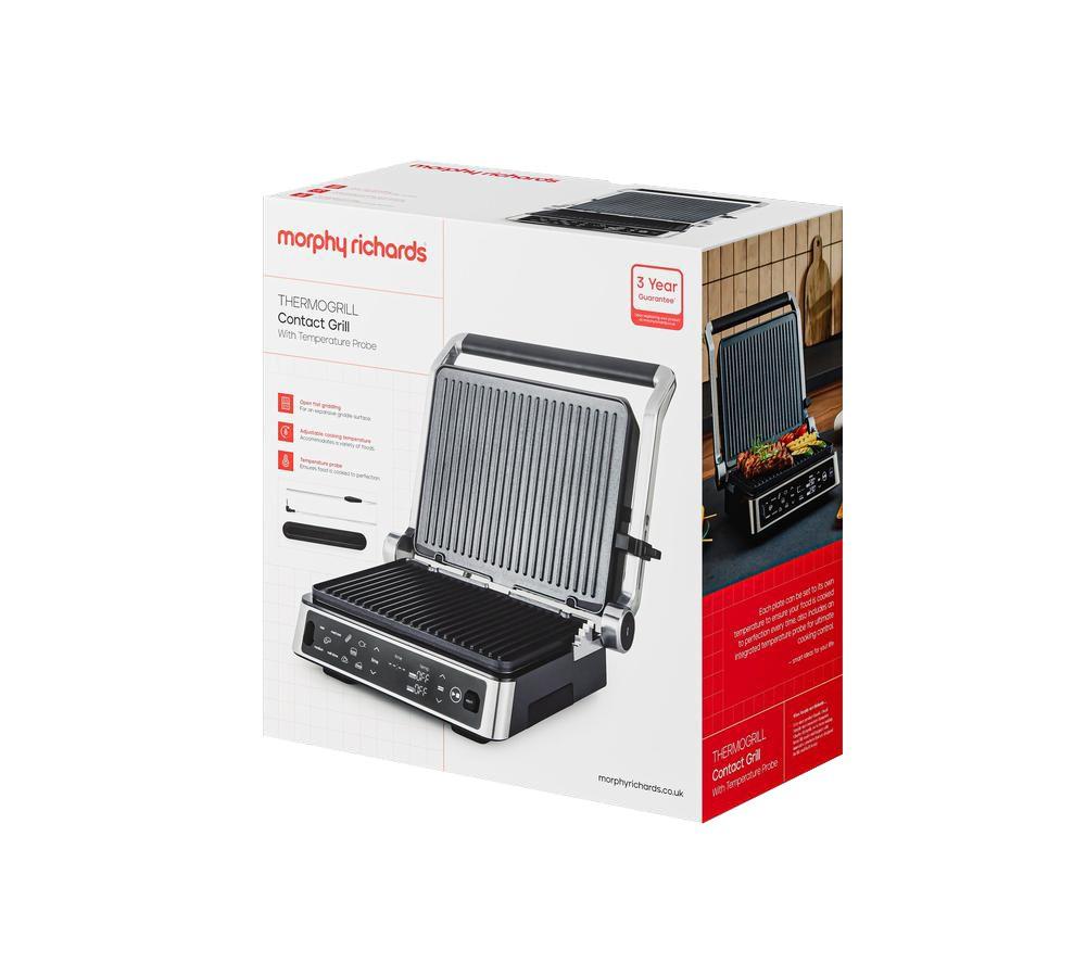 MORPHY RICHARDS ThermoGrill Electric Contact Grill - Silver & Black image number 9 of 10