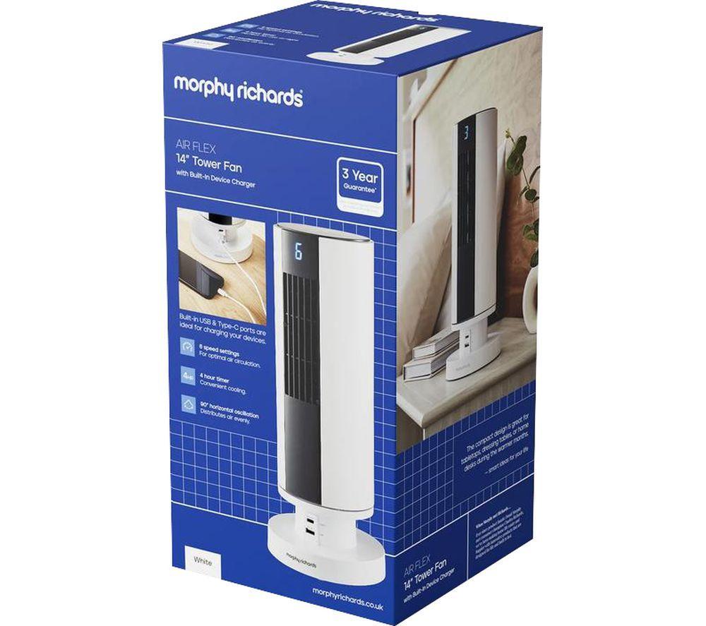 MORPHY RICHARDS Air Flex Portable 14&rdquo; Rechargeable USB Tower Fan - White image number 5 of 9