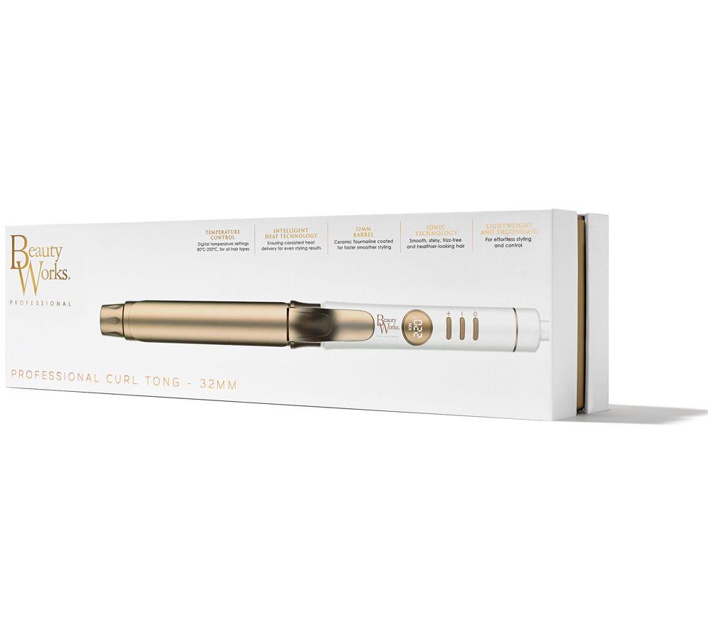 BEAUTY WORKS Professional 32 mm Curling Tong &ndash; White & Gold image number 2 of 4