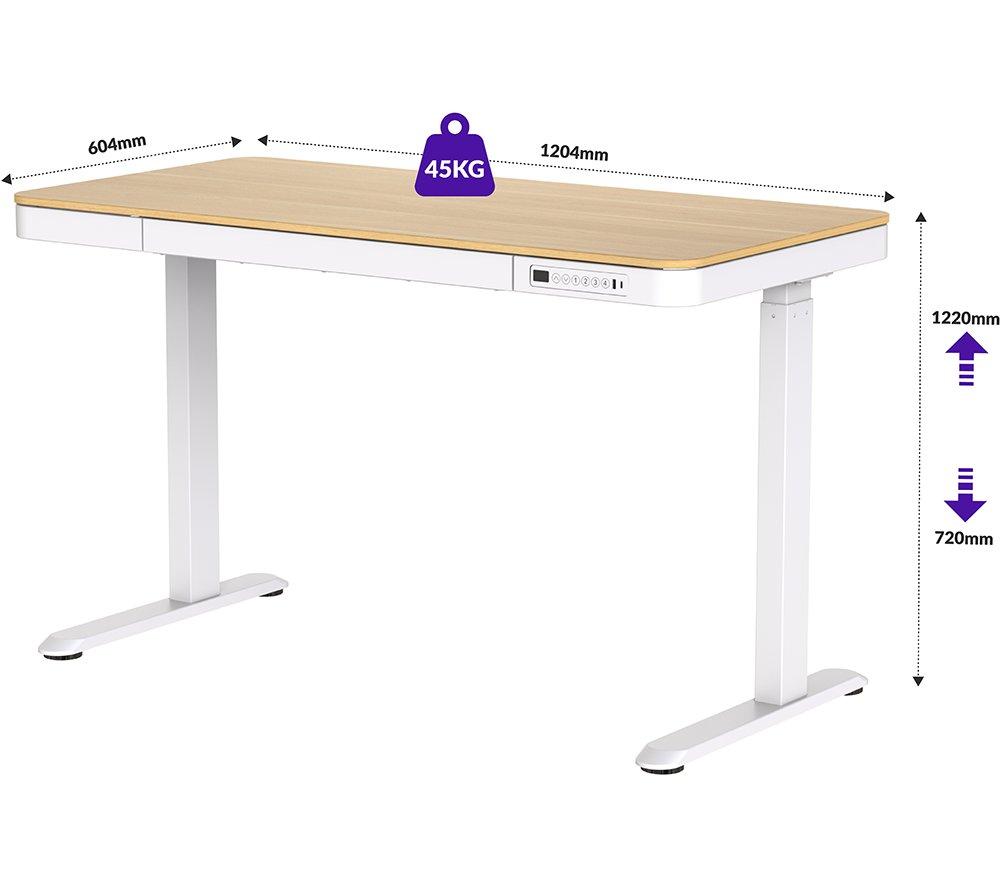 SANDSTROM SHTADJTLBC26 Height Adjustable Desk - White & Wood