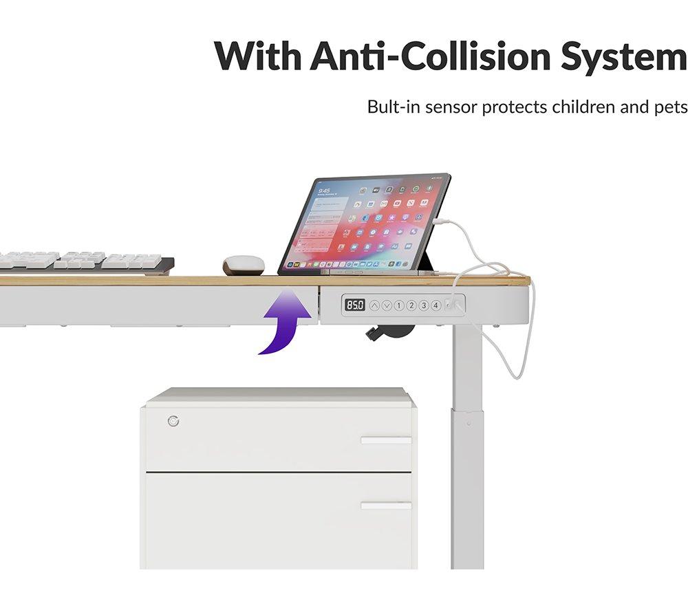 SANDSTROM SHTADJTLBC26 Height Adjustable Desk - White & Wood image number 3 of 5