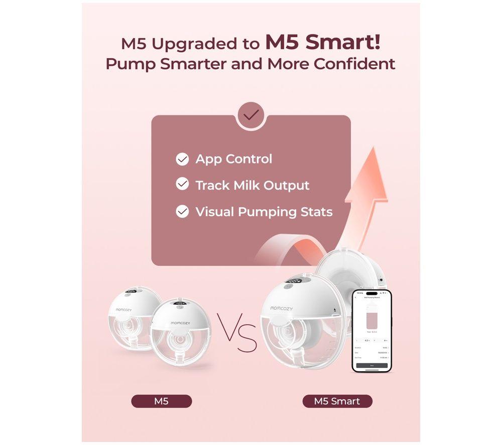 MOMCOZY M5 Smart Wearable Single Electric Breast Pump - Grey image number 3 of 7