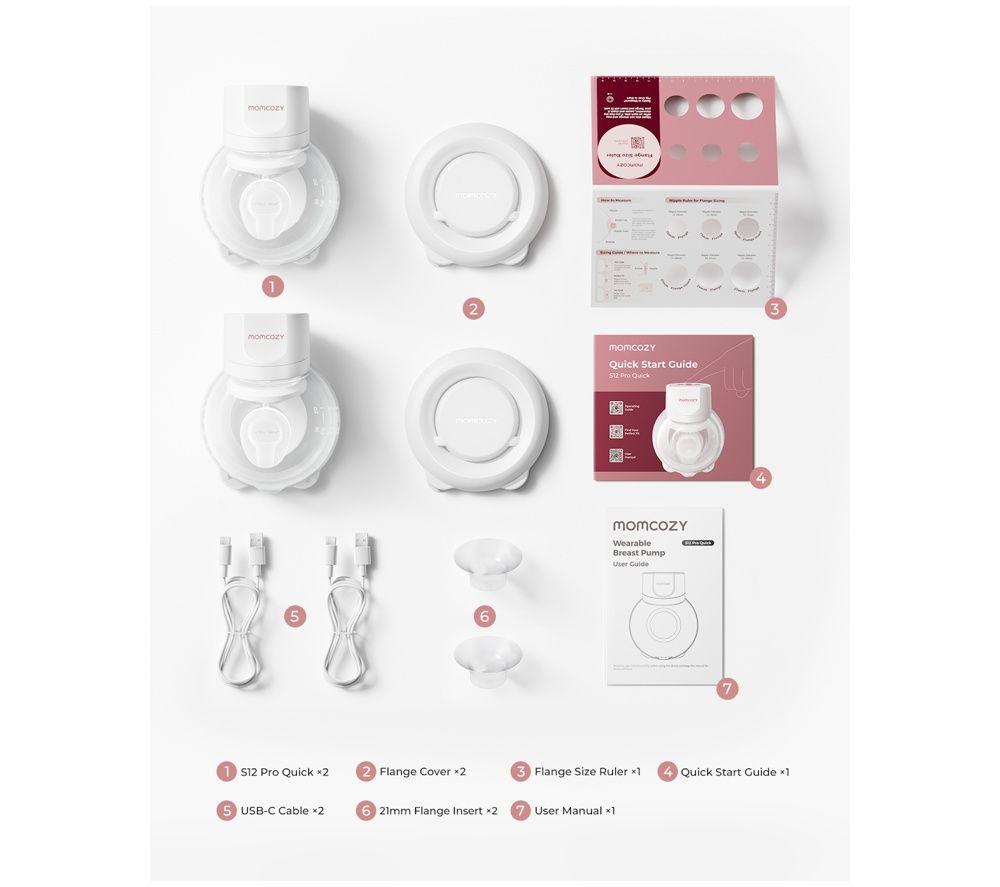 MOMCOZY S12 Pro+ Double Electric Wearable Breast Pump - White image number 3 of 5