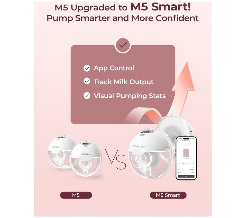 MOMCOZY M5 Smart Wearable Double Electric Breast Pump - Grey image number 6 of 7