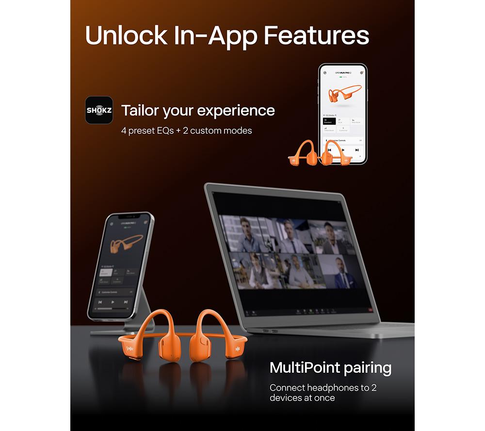 SHOKZ OpenRun Pro 2 Wireless Bluetooth Headphones - Orange image number 7 of 10