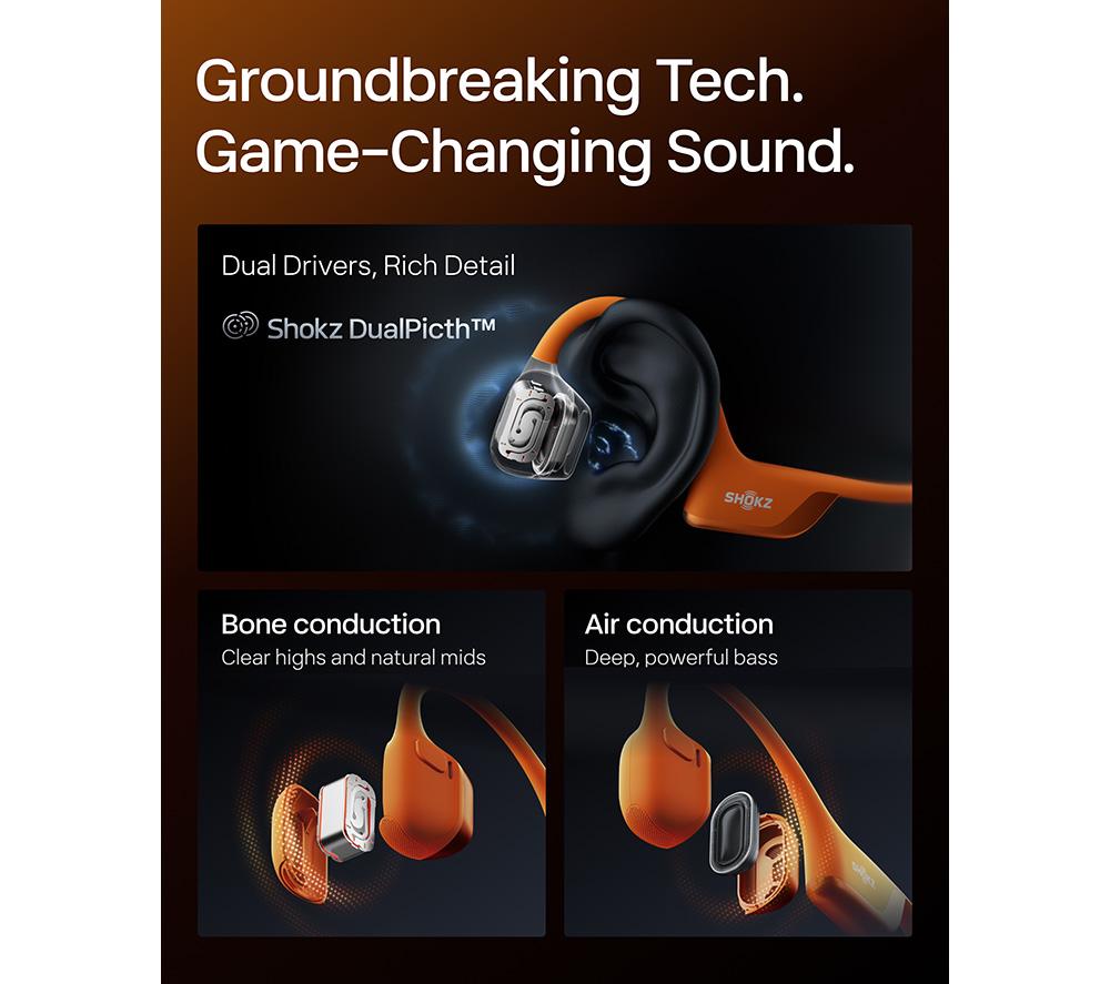 SHOKZ OpenRun Pro 2 Wireless Bluetooth Headphones - Orange image number 8 of 10