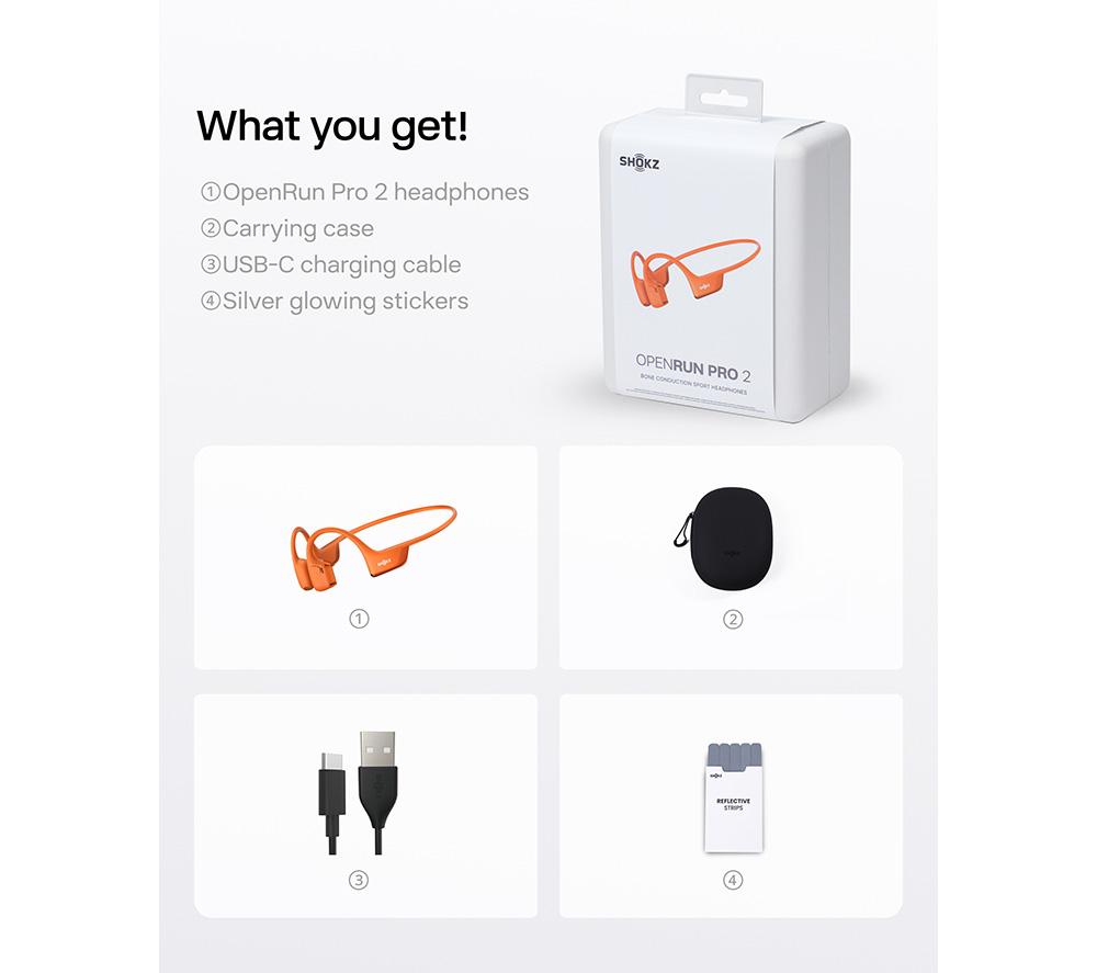 SHOKZ OpenRun Pro 2 Wireless Bluetooth Headphones - Orange image number 10 of 10