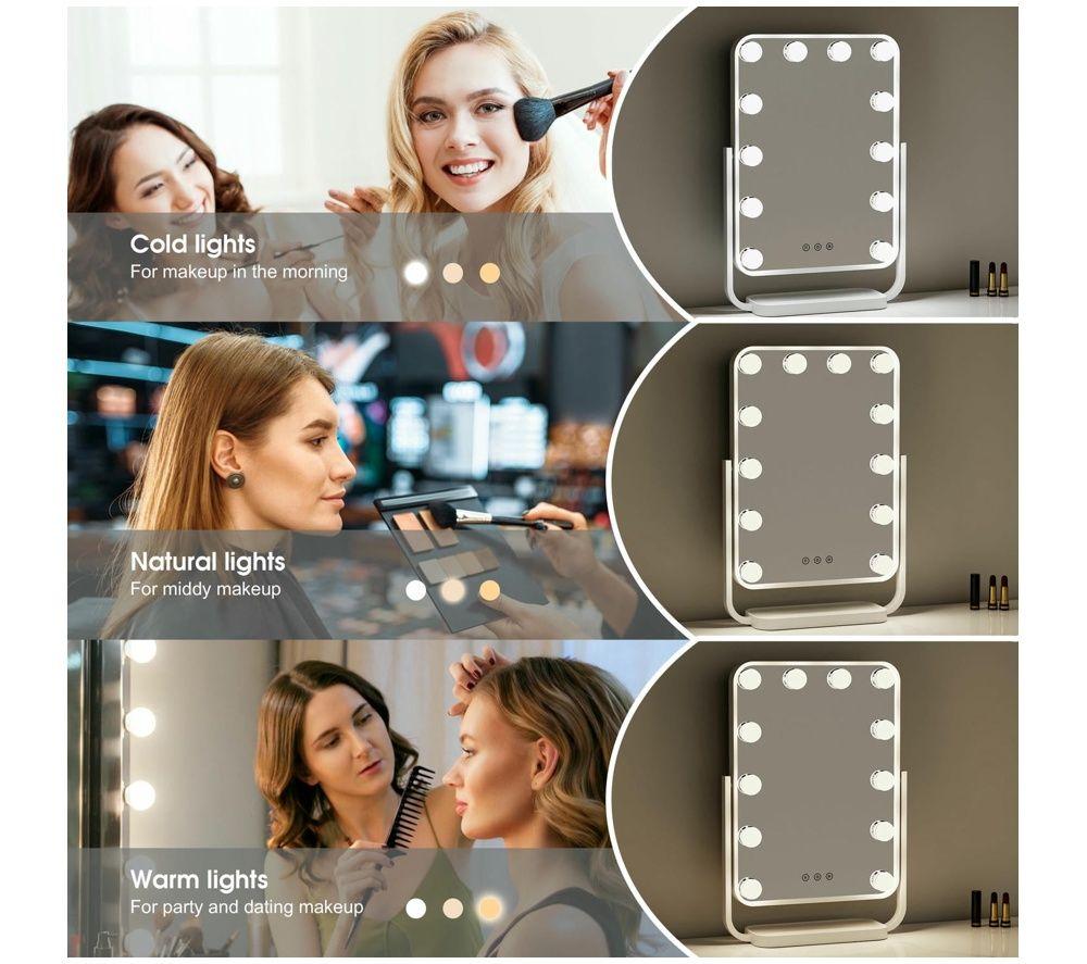 GOJI Tabletop Hollywood Mirror - White image number 5 of 12