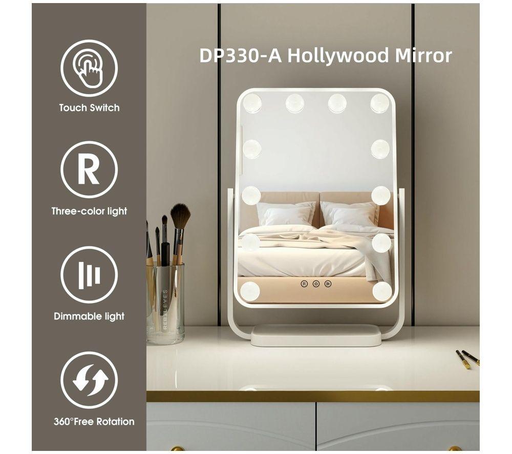 GOJI Tabletop Hollywood Mirror - White image number 6 of 12