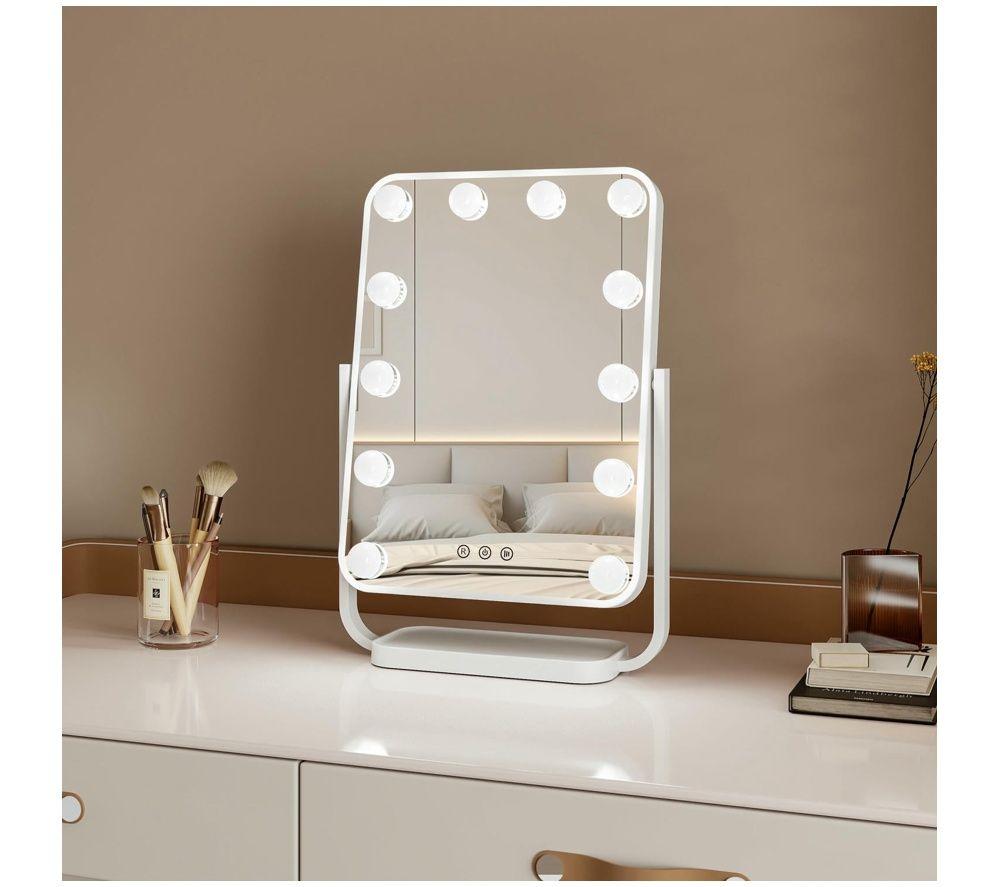 GOJI Tabletop Hollywood Mirror - White image number 11 of 12