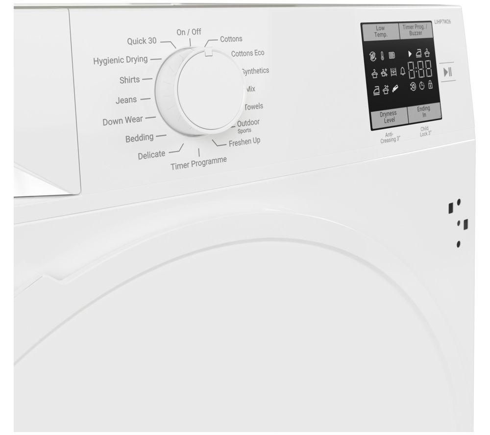 LOGIK LIHP7W26 Integrated 7 kg Heat Pump Tumble Dryer - White image number 4 of 5