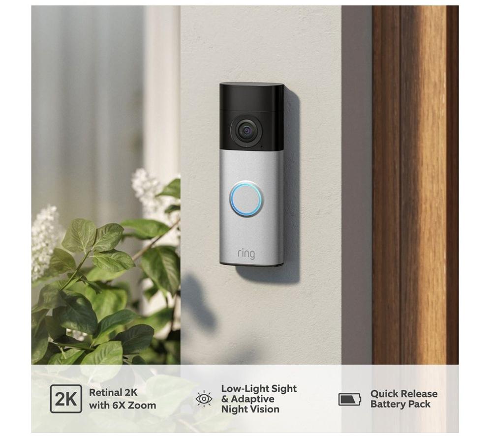 RING Battery Retinal 2K Video Doorbell Plus (Newest Gen) - Nickel Silver image number 2 of 2