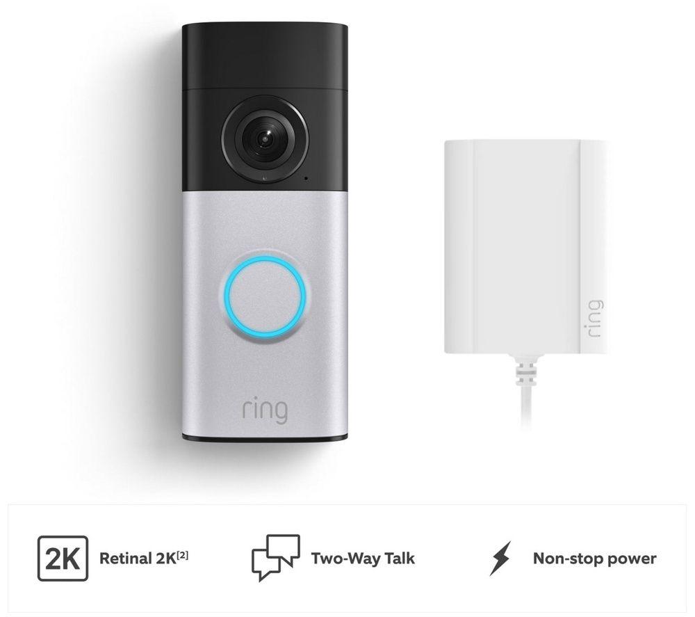 RING Wired Retinal 2K Video Doorbell Plus (Newest Gen) with Plug-In Adaptor - Nickel Silver image number 2 of 3