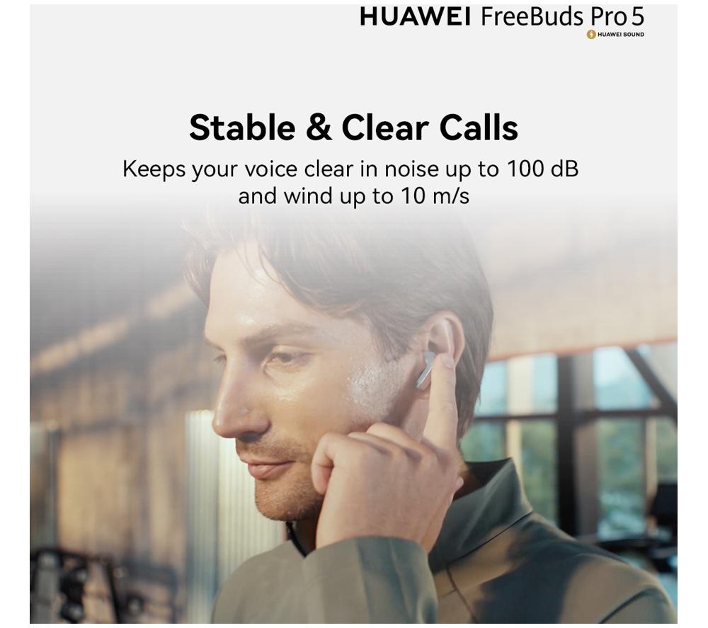 HUAWEI FreeBuds Pro 5 Wireless Bluetooth Noise‑Cancelling Earbuds - Grey image number 3 of 8