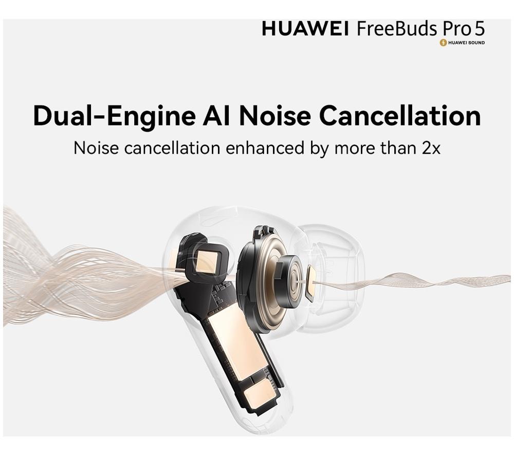 HUAWEI FreeBuds Pro 5 Wireless Bluetooth Noise‑Cancelling Earbuds - Sand image number 6 of 10