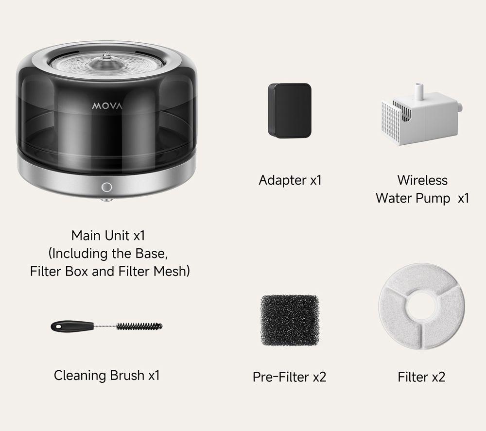 MOVA PWB10A Pet Water Fountain - Black image number 5 of 8