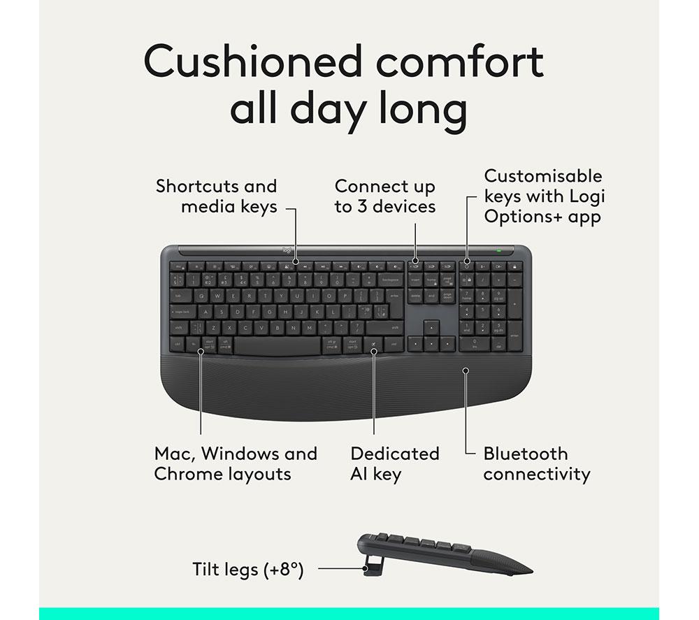 LOGITECH Signature Comfort Plus MK880 Wireless Keyboard & Mouse Set - Graphite image number 6 of 17