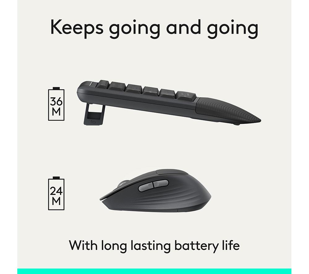 LOGITECH Signature Comfort Plus MK880 Wireless Keyboard & Mouse Set - Graphite image number 17 of 17