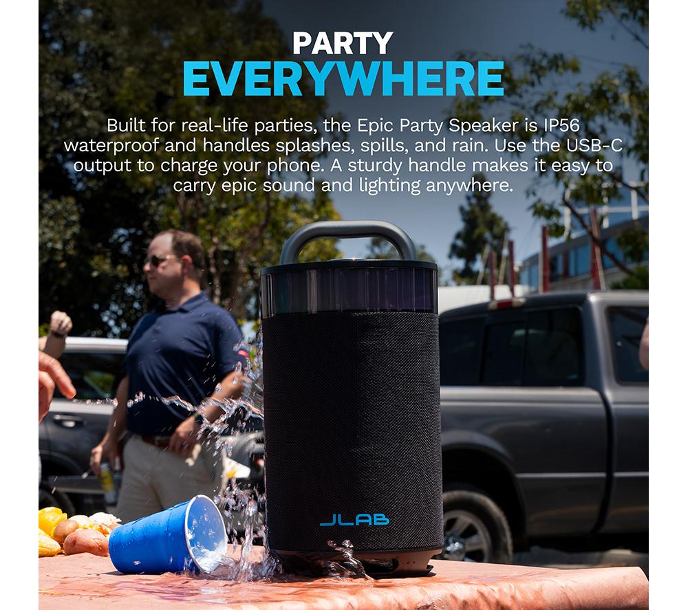 JLAB Epic Party Portable Bluetooth Speaker - Black image number 6 of 8
