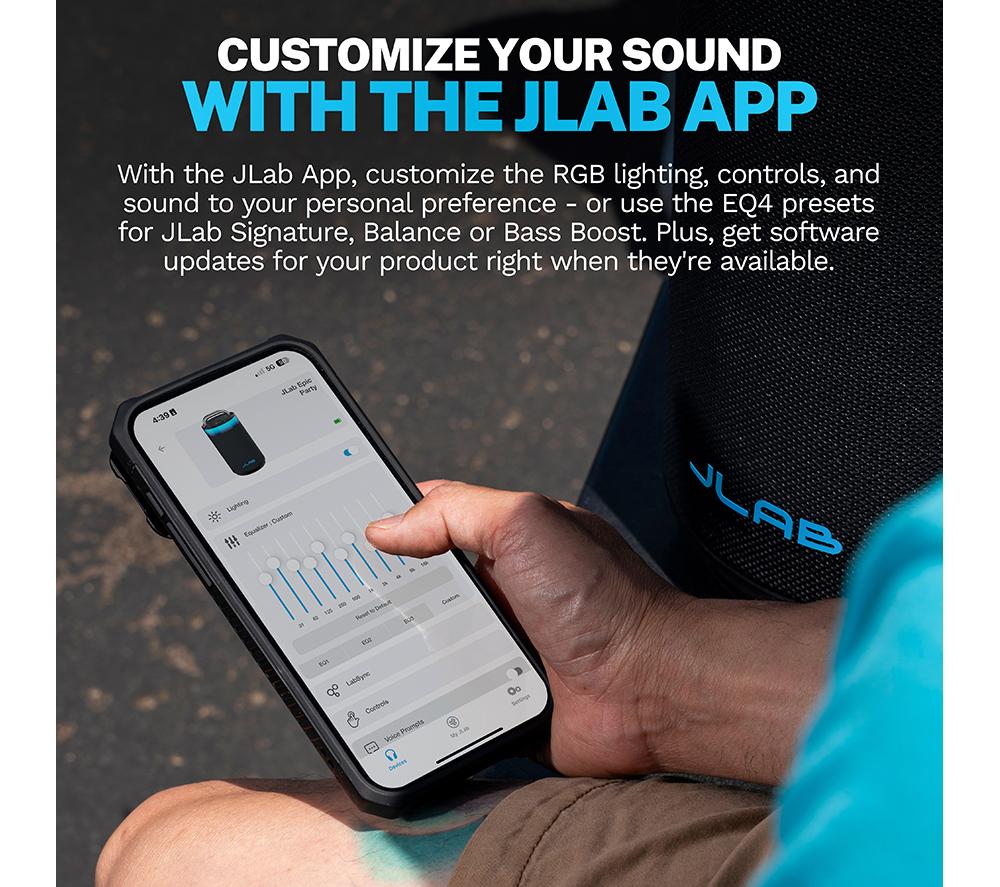 JLAB Epic Party Portable Bluetooth Speaker - Black image number 7 of 8