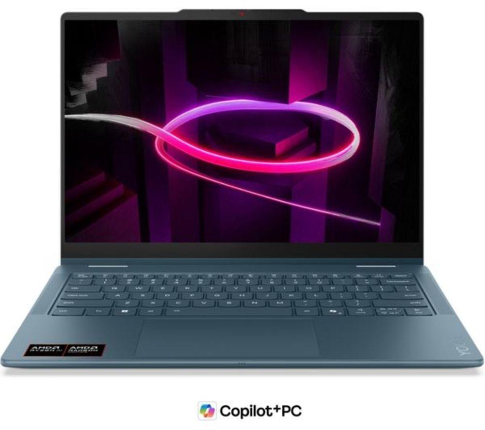 LENOVO Yoga 7 14" 2 in 1 Refurbished Laptop, Copilot+ PC - AMD Ryzen AI 5, 512 GB, Tidal Teal (Very Good Condition) image number 4 of 6