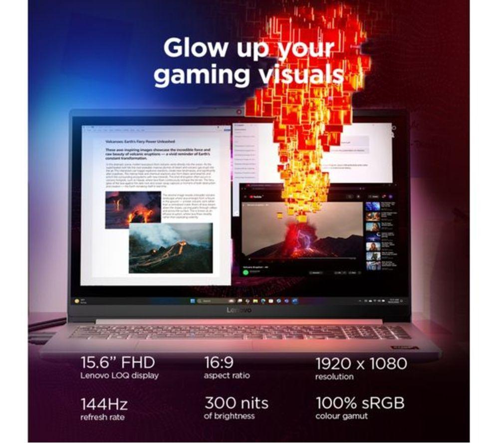 LENOVO LOQ 15.6" Refurbished Gaming Laptop - AMD Ryzen 7, RTX 3050, 1 TB SSD (Excellent Condition) image number 3 of 5