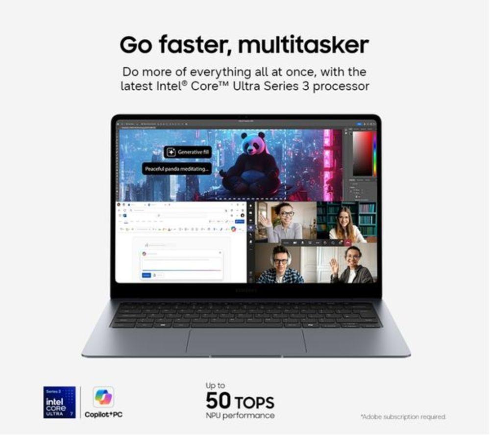 SAMSUNG Galaxy Book6 Pro 14" Refurbished Laptop, Copilot+ PC - Intel&reg; Core&trade; Ultra 7, 512 GB SSD, Grey (Very Good Condition) image number 2 of 7