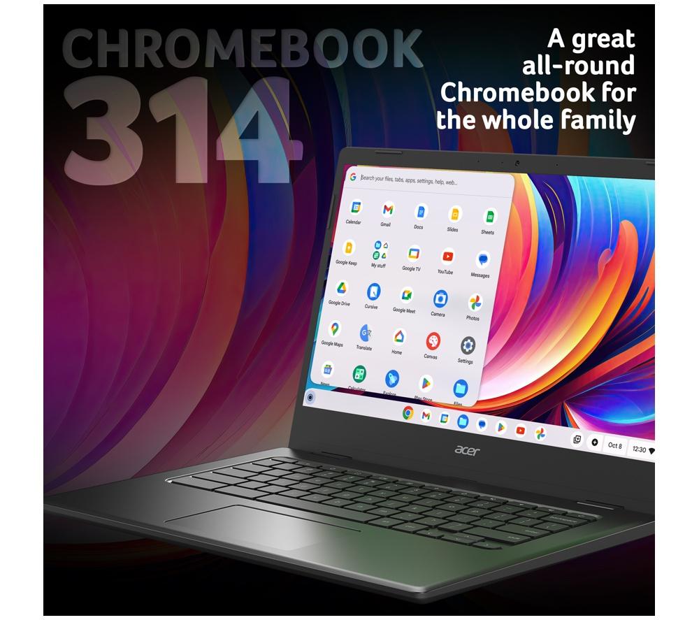 ACER 314 14" Refurbished Chromebook - Intel&reg; Celeron&reg;, 128 GB eMMC, Black (Excellent Condition) image number 2 of 8