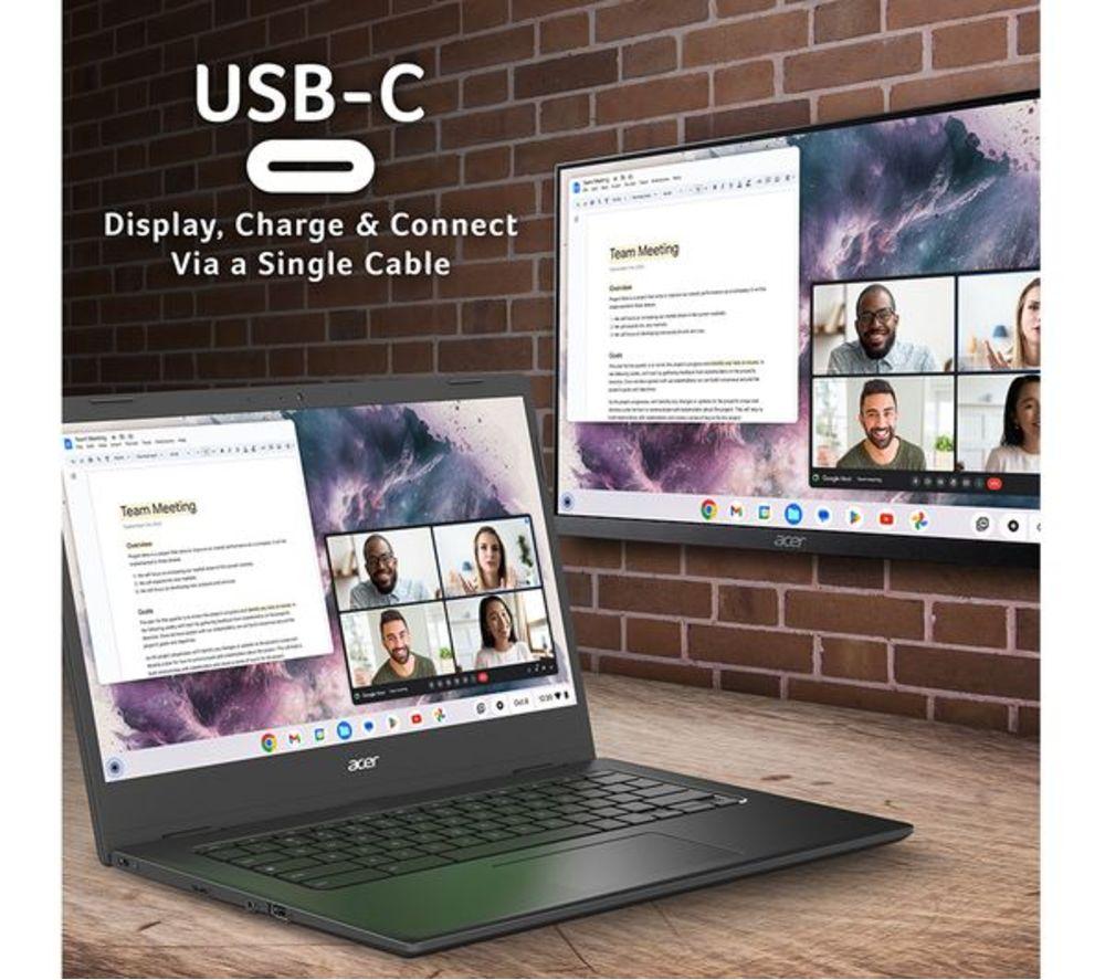 ACER 314 14" Refurbished Chromebook - Intel&reg; Celeron&reg;, 128 GB eMMC, Black (Very Good Condition) image number 4 of 6