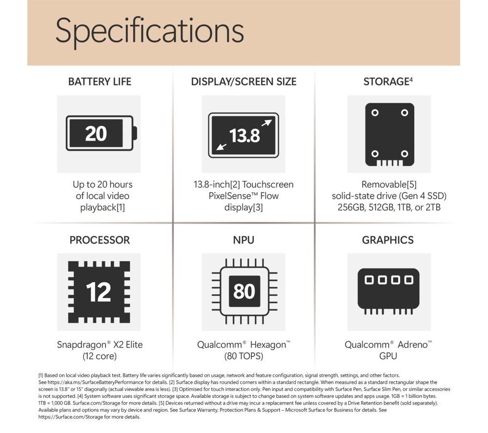 MICROSOFT Surface Laptop 13.8", Copilot+ PC - Snapdragon X2 Elite, 512 GB SSD, Dune image number 11 of 12