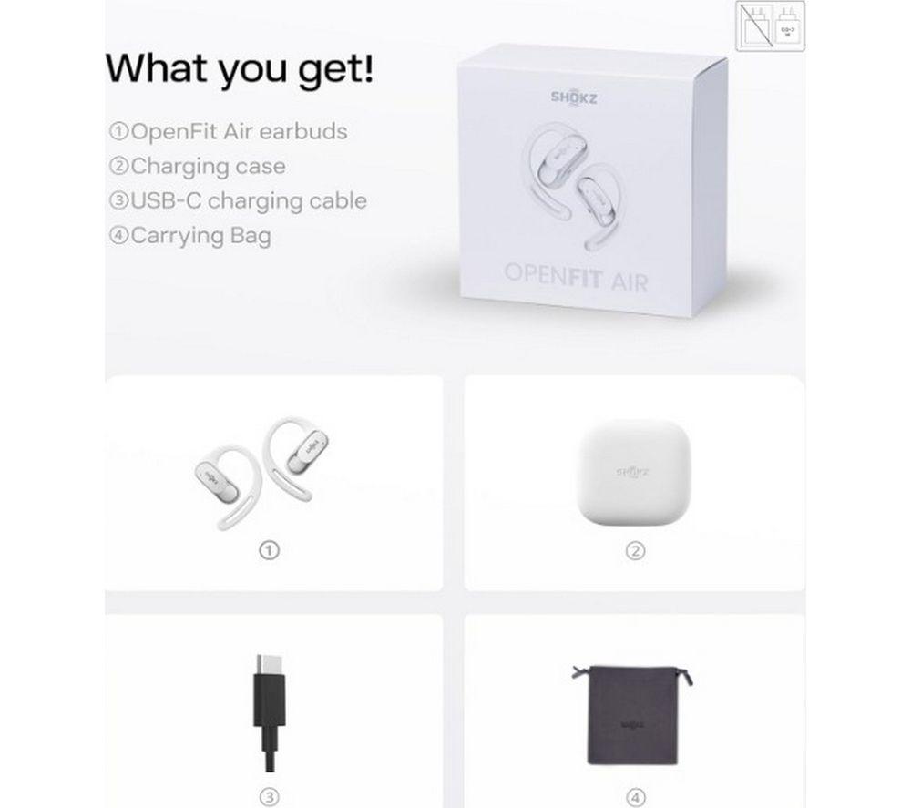 Buy SHOKZ OpenFit Air Wireless Bluetooth Earbuds - White | Currys