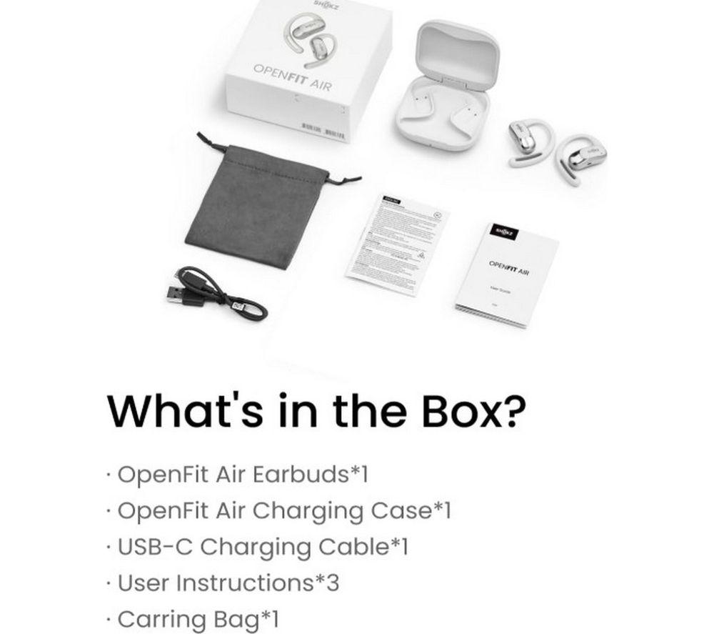 SHOKZ OpenFit Air Wireless Bluetooth Earbuds - White image number 3 of 10