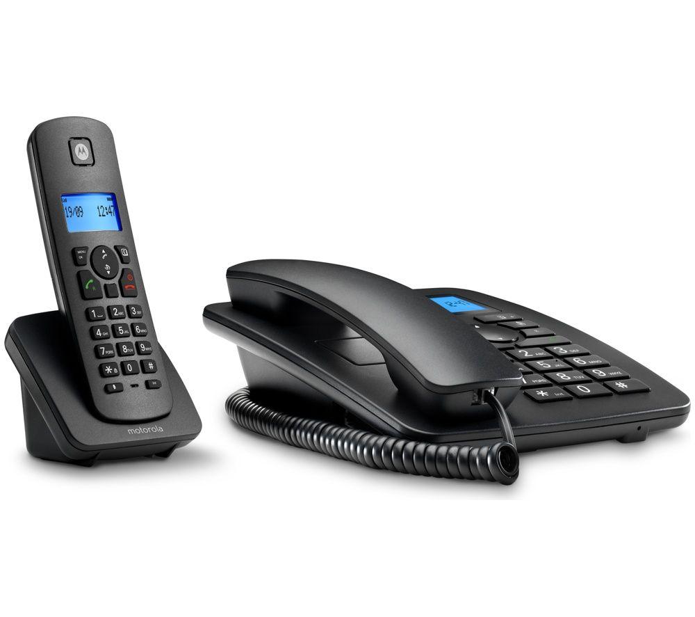 MOTOROLA C4201 Corded & Cordless Phone Combo - Twin Handsets, Black image number 2 of 3