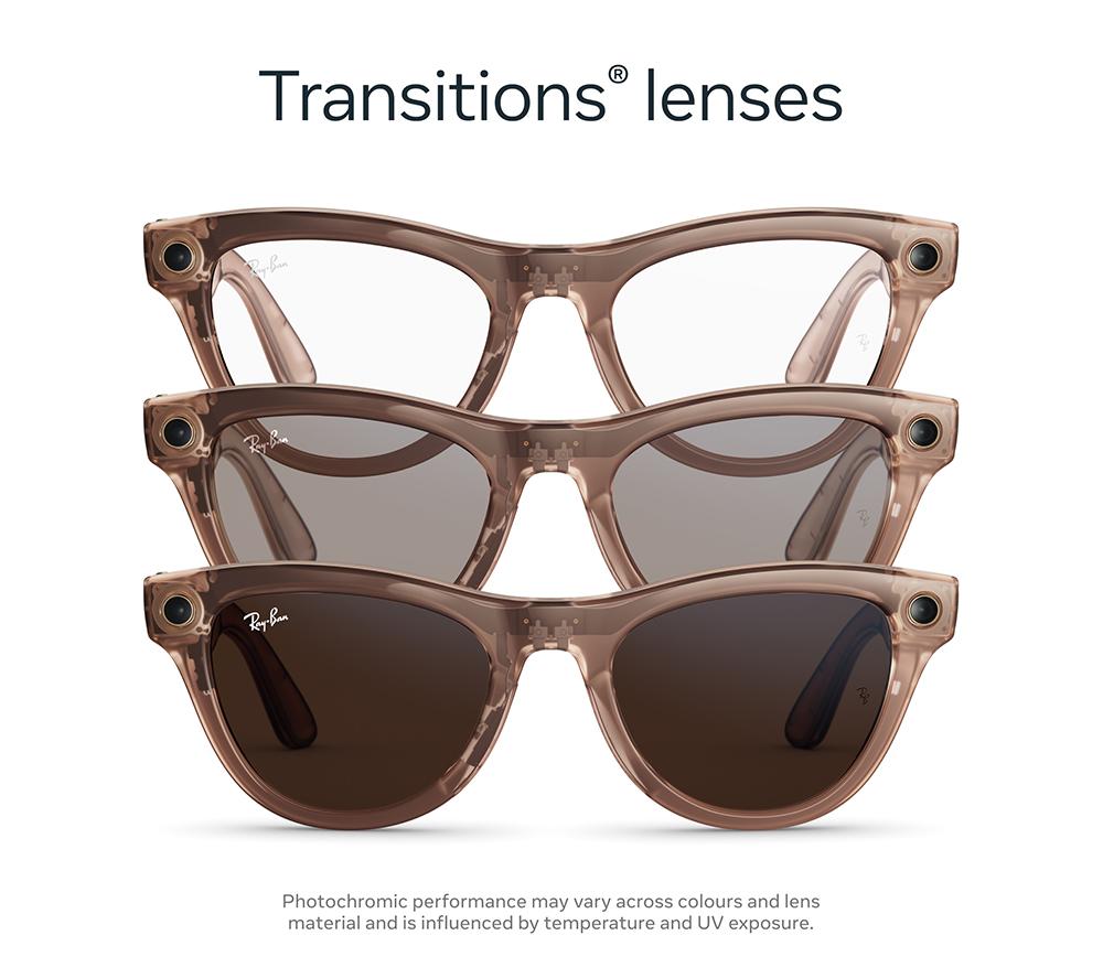 RAY-BAN META Skyler (Gen 2) Glasses - Peach with Brown Transition Lenses image number 5 of 6