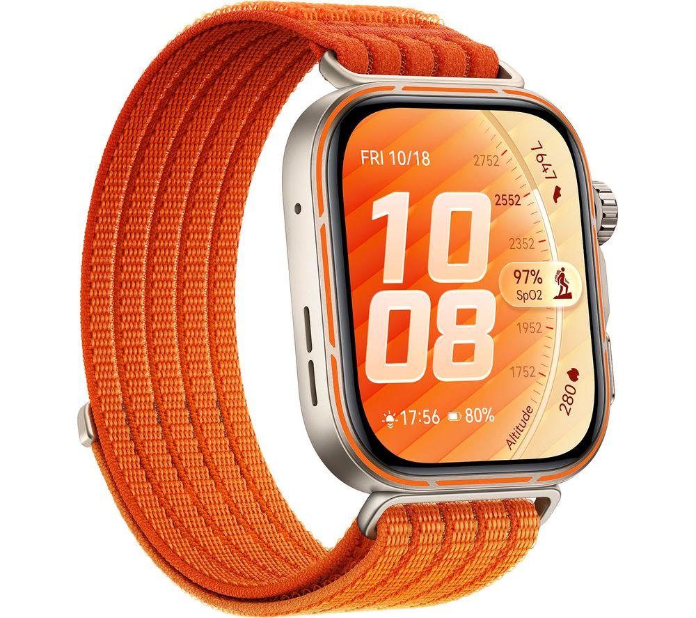 HUAWEI Watch Fit 5 Pro - Titanium Orange with Orange Woven Strap image number 4 of 13