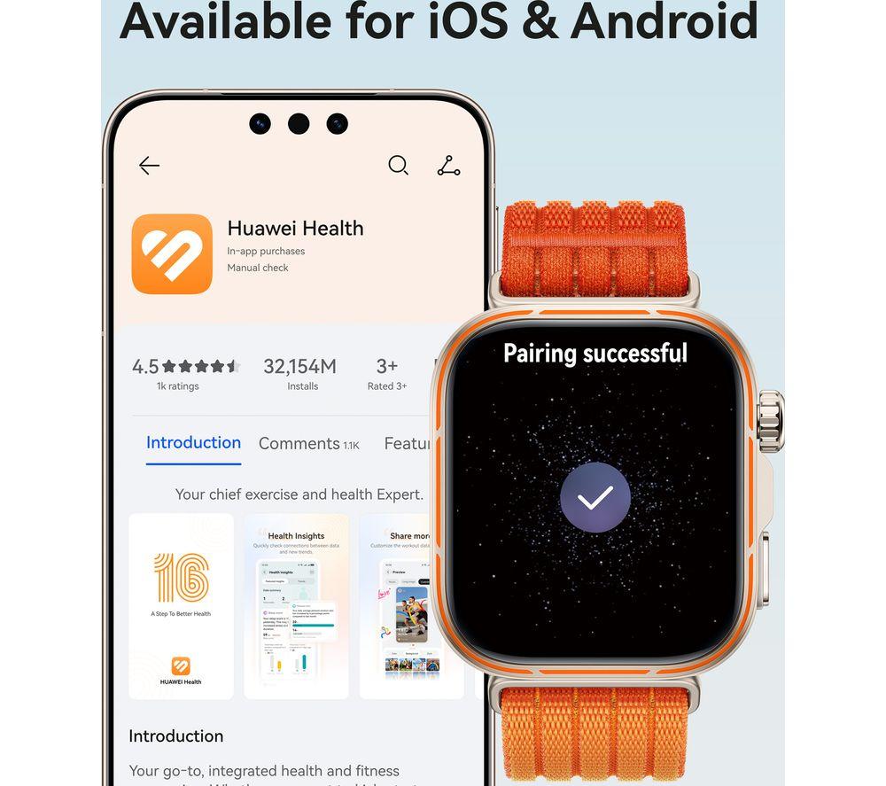 HUAWEI Watch Fit 5 Pro - Titanium Orange with Orange Woven Strap image number 7 of 13