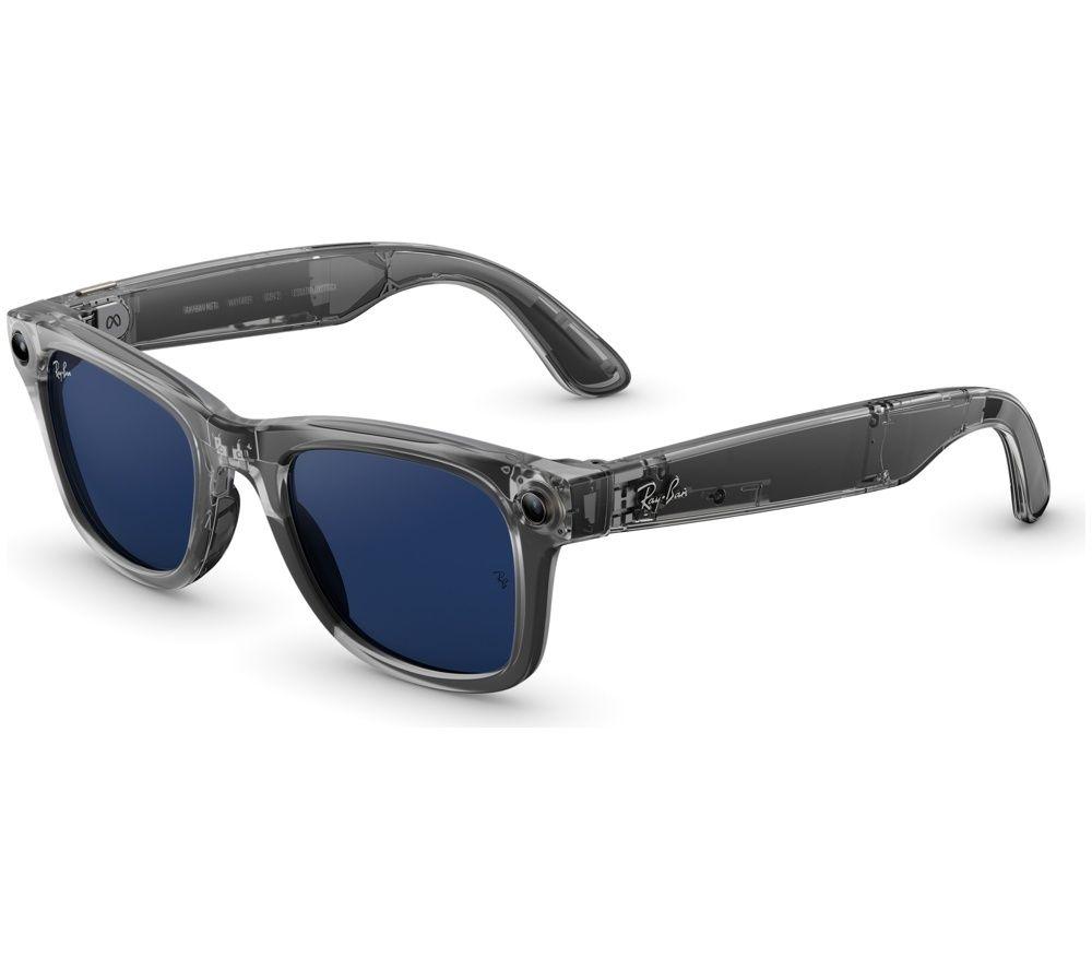 Ray-Ban Meta Wayfarer (Gen 2) Glasses - Shiny Transparent Grey with Clear to Sapphire Transitions Lenses