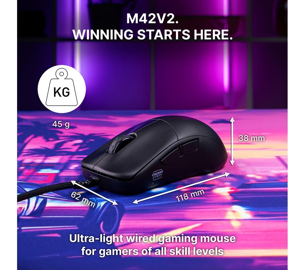 CHERRY XTRFY M42V2 Ultra-Light Optical Gaming Mouse - Black image number 6 of 10