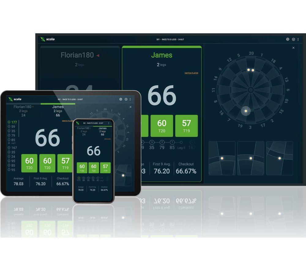 SCOLIA Home 2 Flex Smart Dartboard Auto Scoring System with Light Ring image number 5 of 12