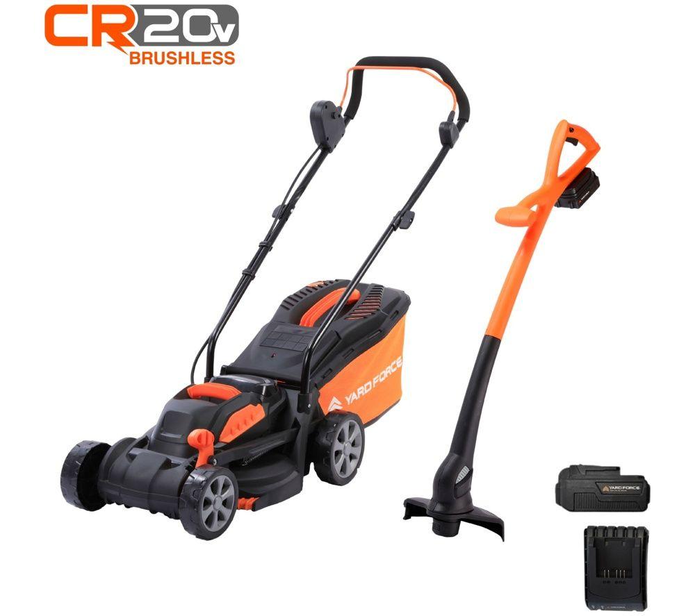 YARD FORCE LM C33B + LT25B 20V Cordless Lawnmower & Grass Trimmer Kit - Orange & Black image number 2 of 4