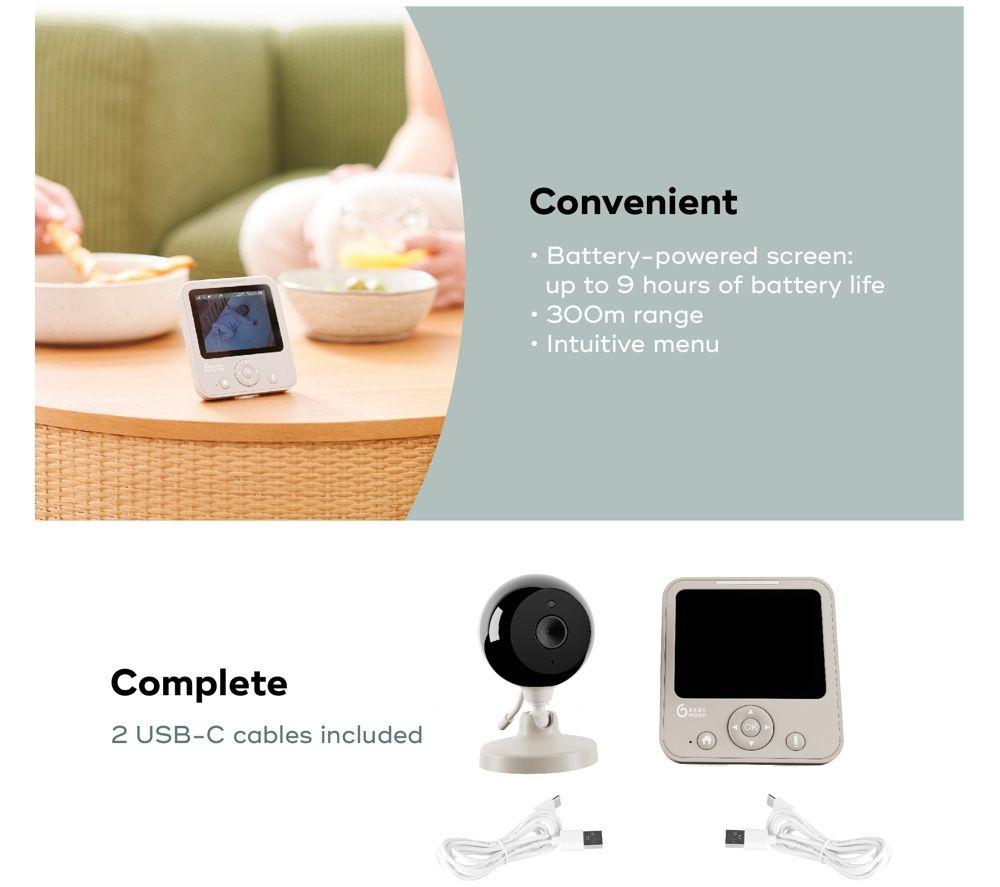 BABYMOOV Yoo Start 2.8" Wireless Baby Video Monitor - Mineral image number 5 of 6