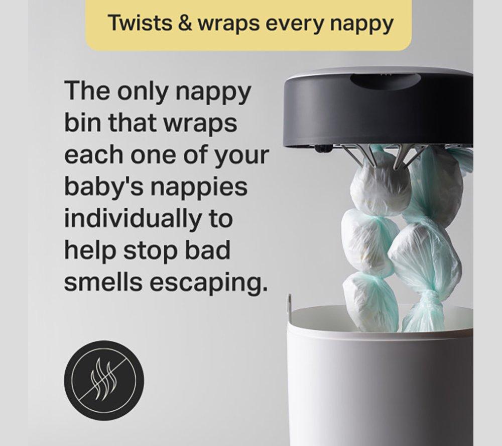 TOMMEE TIPPEE Twist & Click Nappy Disposable Bin - White image number 5 of 6