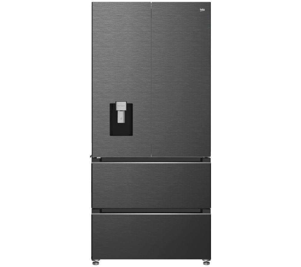 Beko HarvestFresh AeroFlow GNE48510DVPZ American-Style Fridge Freezer - Black Steel