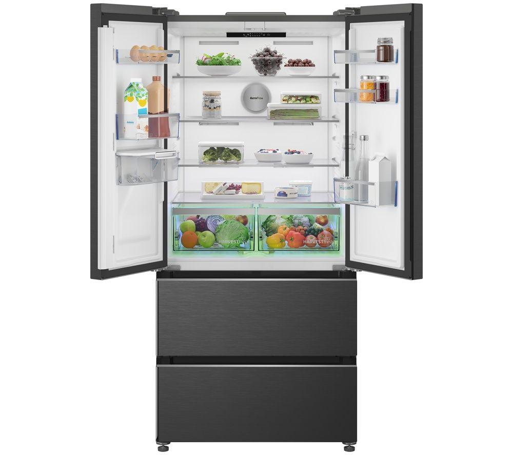 BEKO HarvestFresh AeroFlow GNE48510DVPZ American-Style Fridge Freezer - Black Steel image number 3 of 25