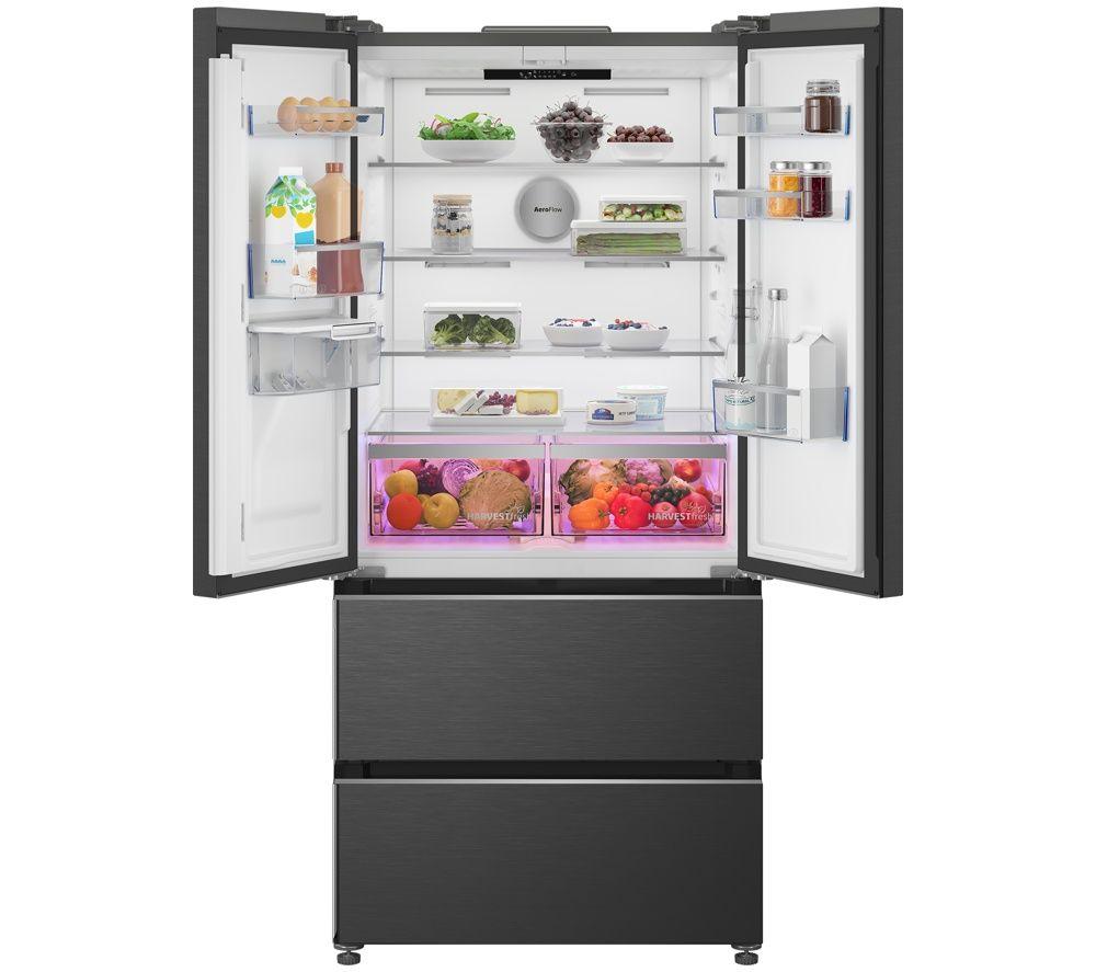 BEKO HarvestFresh AeroFlow GNE48510DVPZ American-Style Fridge Freezer - Black Steel image number 4 of 25