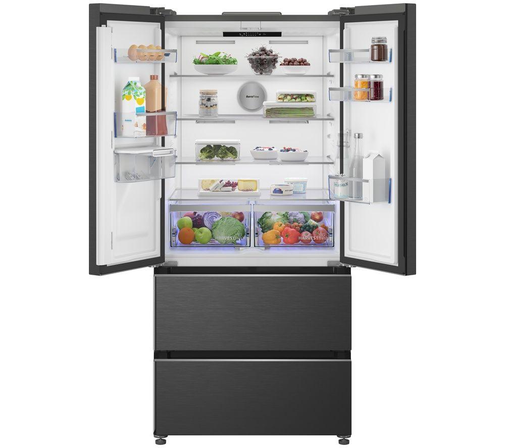BEKO HarvestFresh AeroFlow GNE48510DVPZ American-Style Fridge Freezer - Black Steel image number 5 of 25