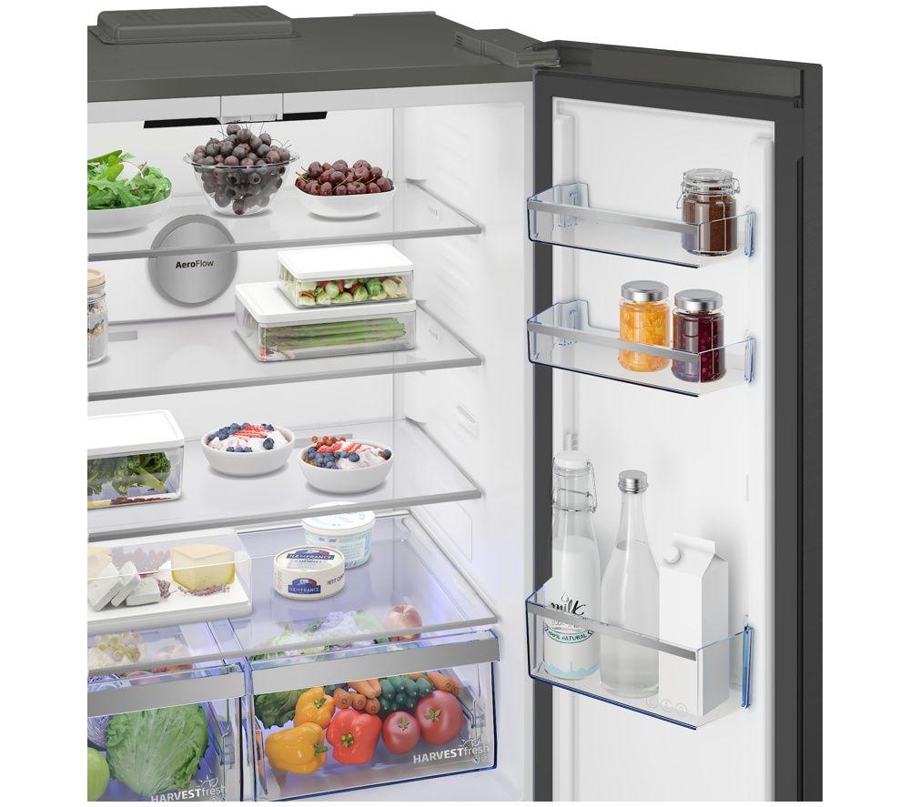 BEKO HarvestFresh AeroFlow GNE48510DVPZ American-Style Fridge Freezer - Black Steel image number 18 of 25